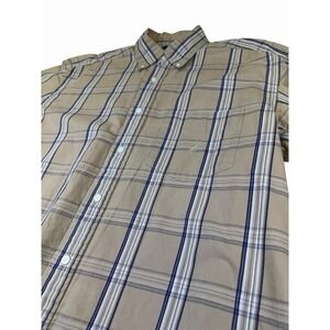 Nautica Tan Plaid Long Sleeve Button Down Collar Button Up Shirt Mens L